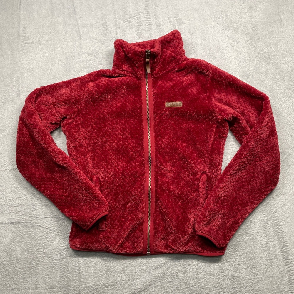 Columbia Sherpa Fleece Jacket Women Small Red Full Zip Fire Side II